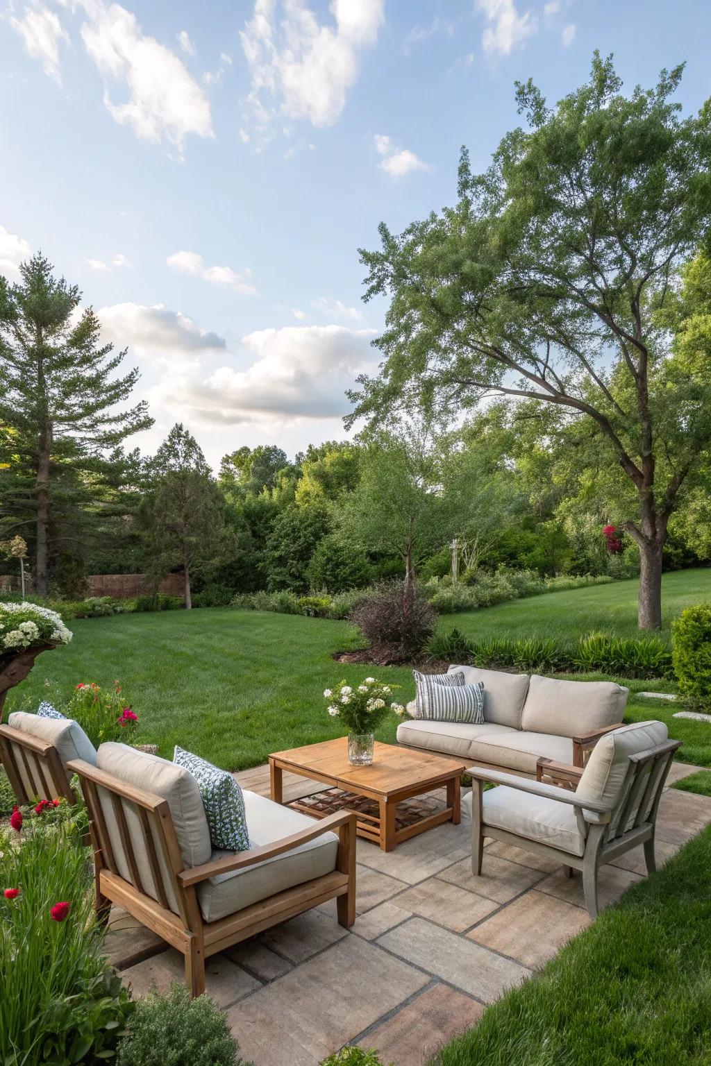 A welcoming seating spot designed for relaxation and outdoor enjoyment.