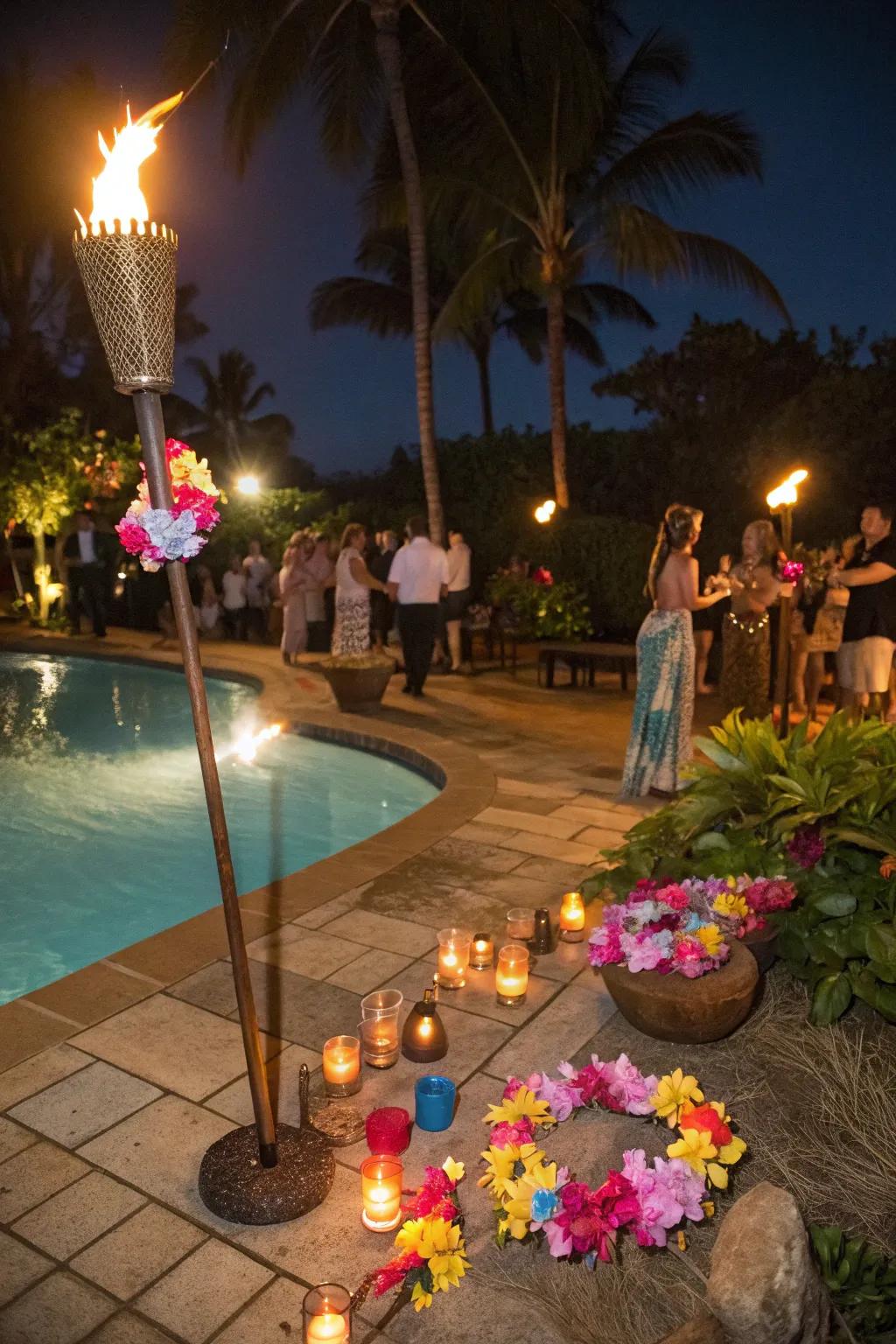 Change your pool space into an island paradise with a luau theme.