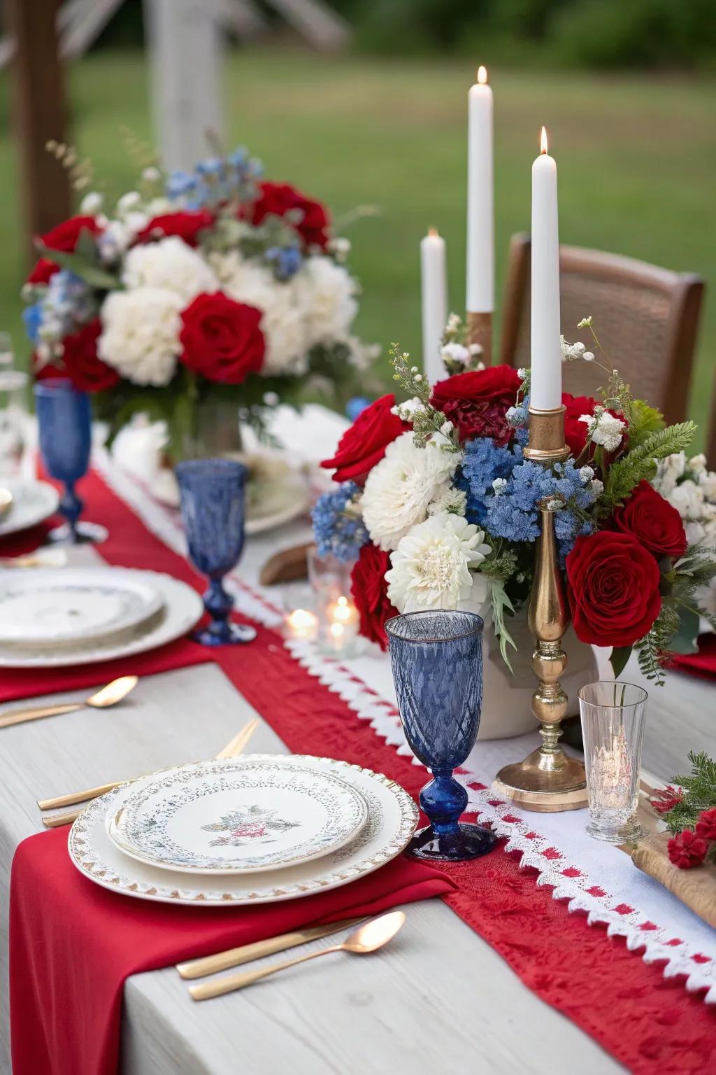 A beautifully organized table ambiance that perfectly captures the essence of the 4th of July.