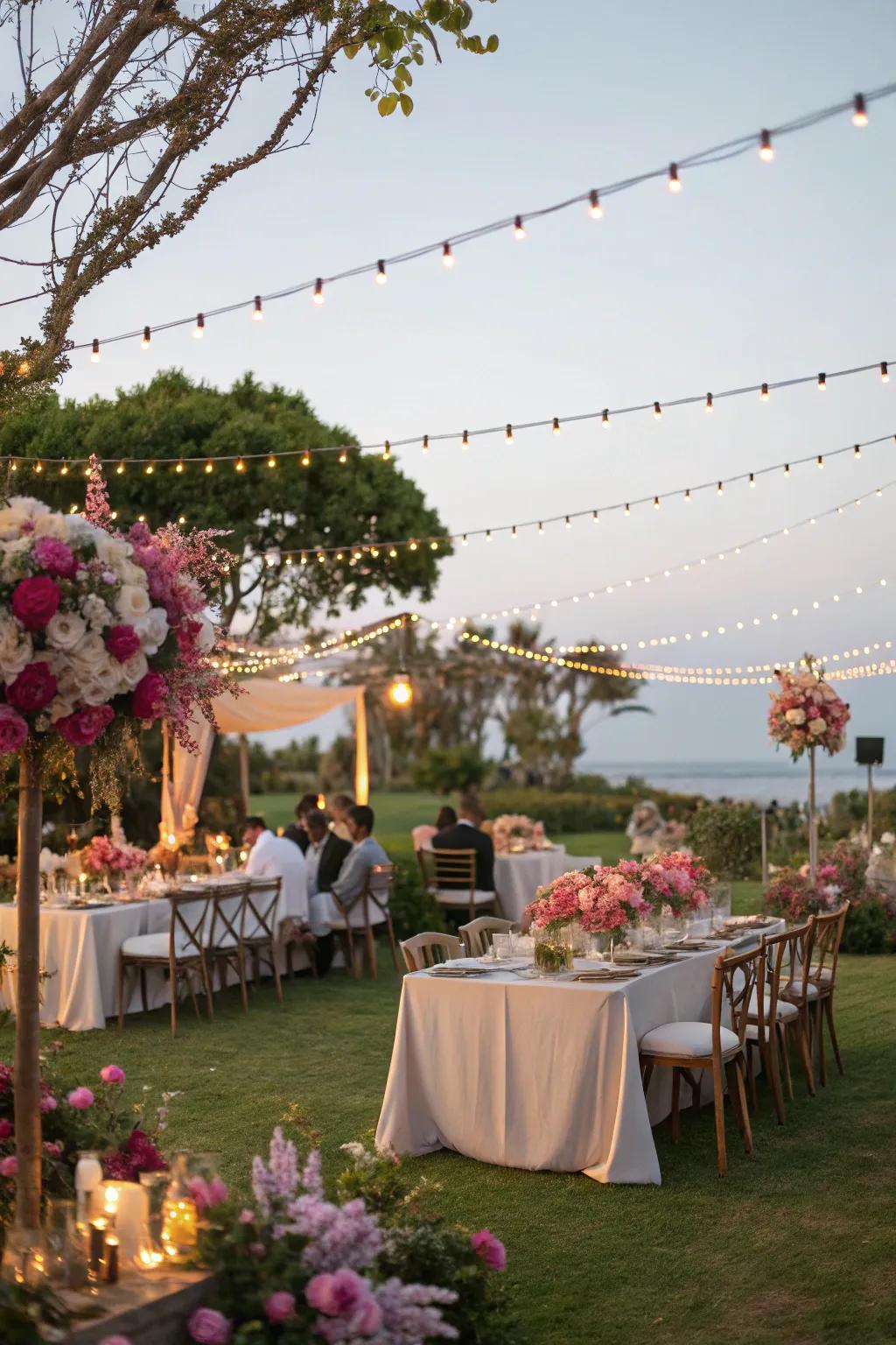 An elegant garden party atmosphere, ideal for a 70th birthday celebration.