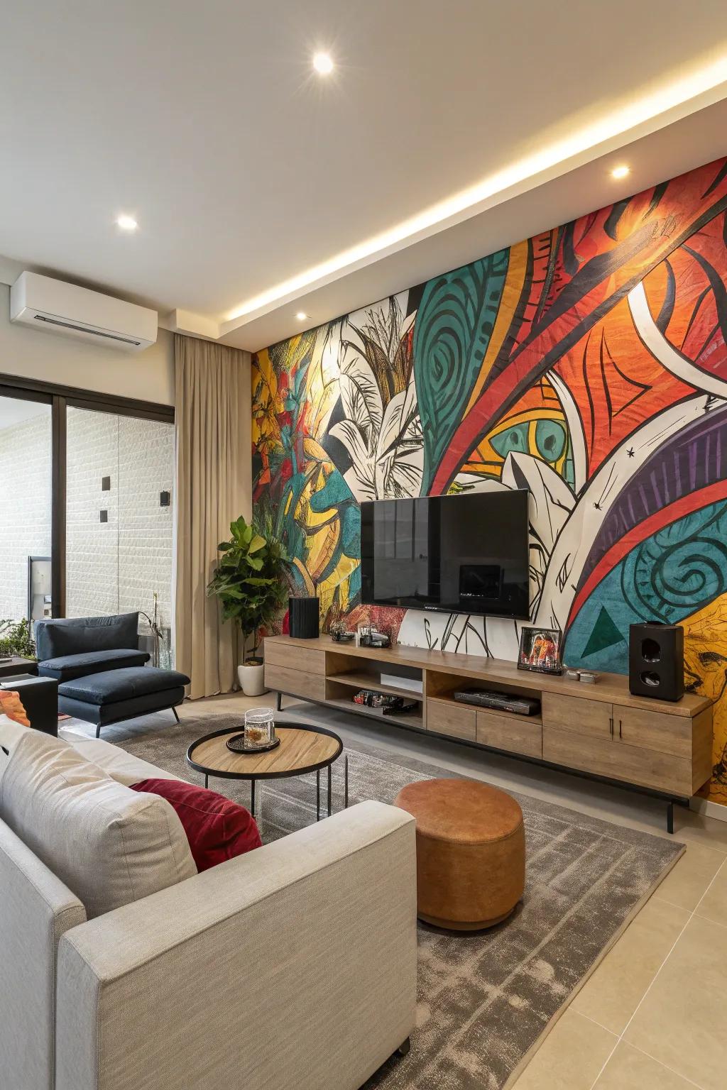 Invigorate your room with striking abstract murals.