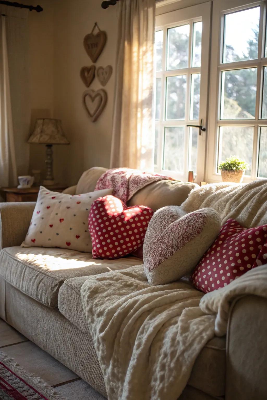 Heart-inspired details for an affectionate atmosphere