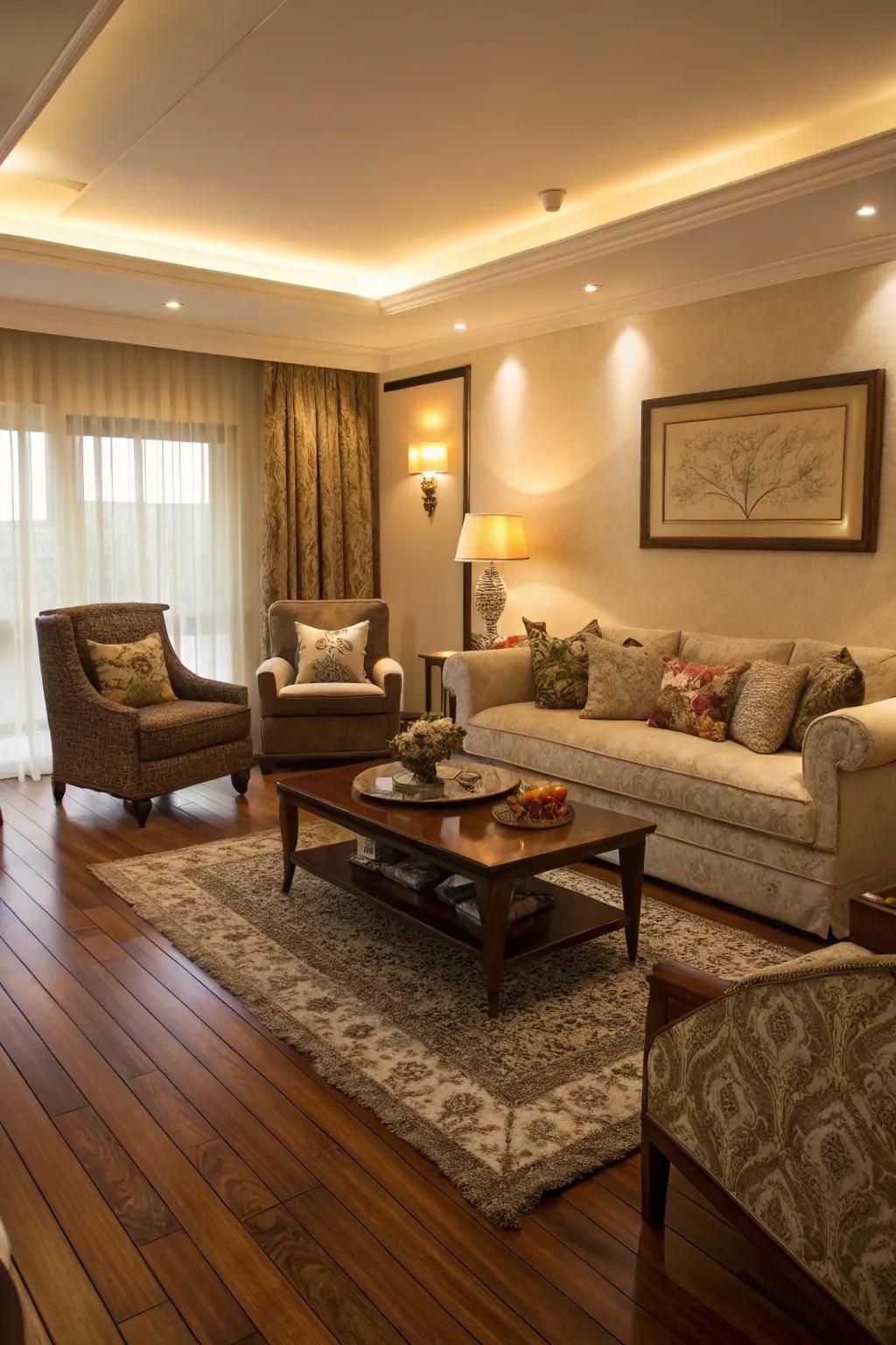 Cozy wood laminates introduce a timeless, refined quality to any living space.