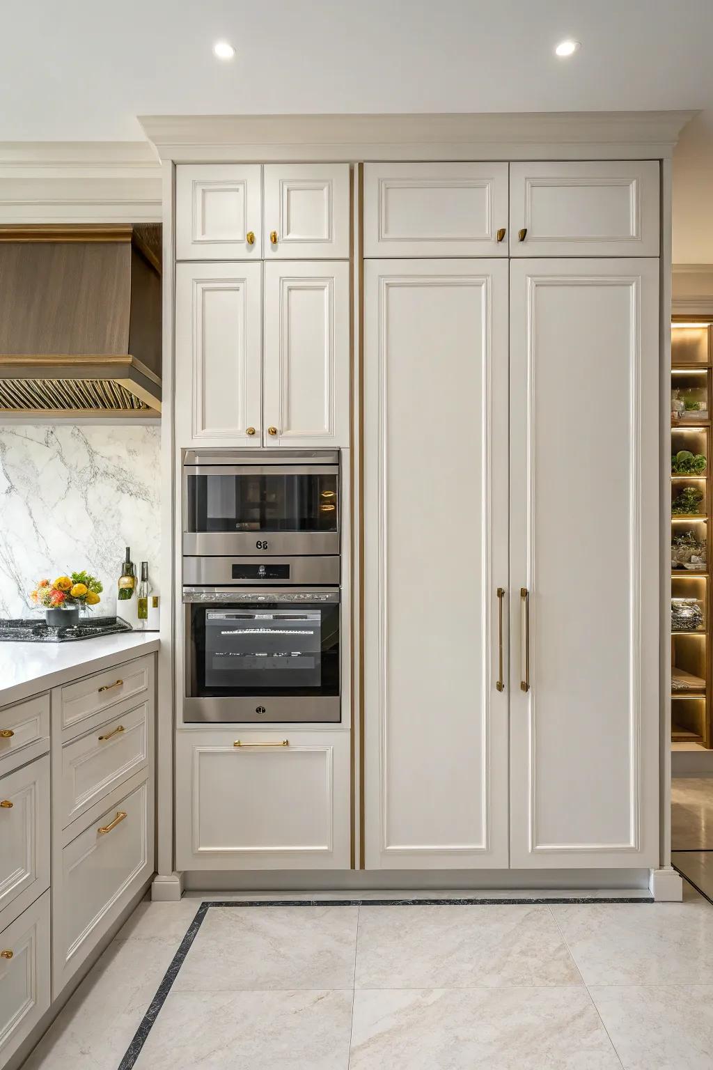 Hidden storage keeps kitchen appliances neatly tucked away, enhancing a minimalist design.