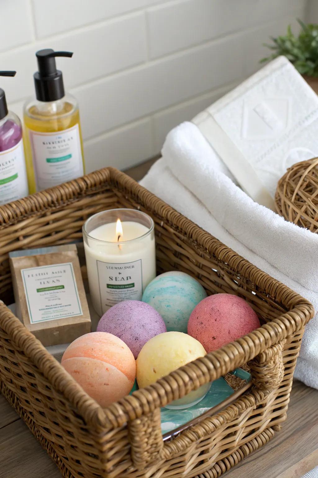 Spa-themed gift sets are a delightful and pampering choice for baby shower prizes.