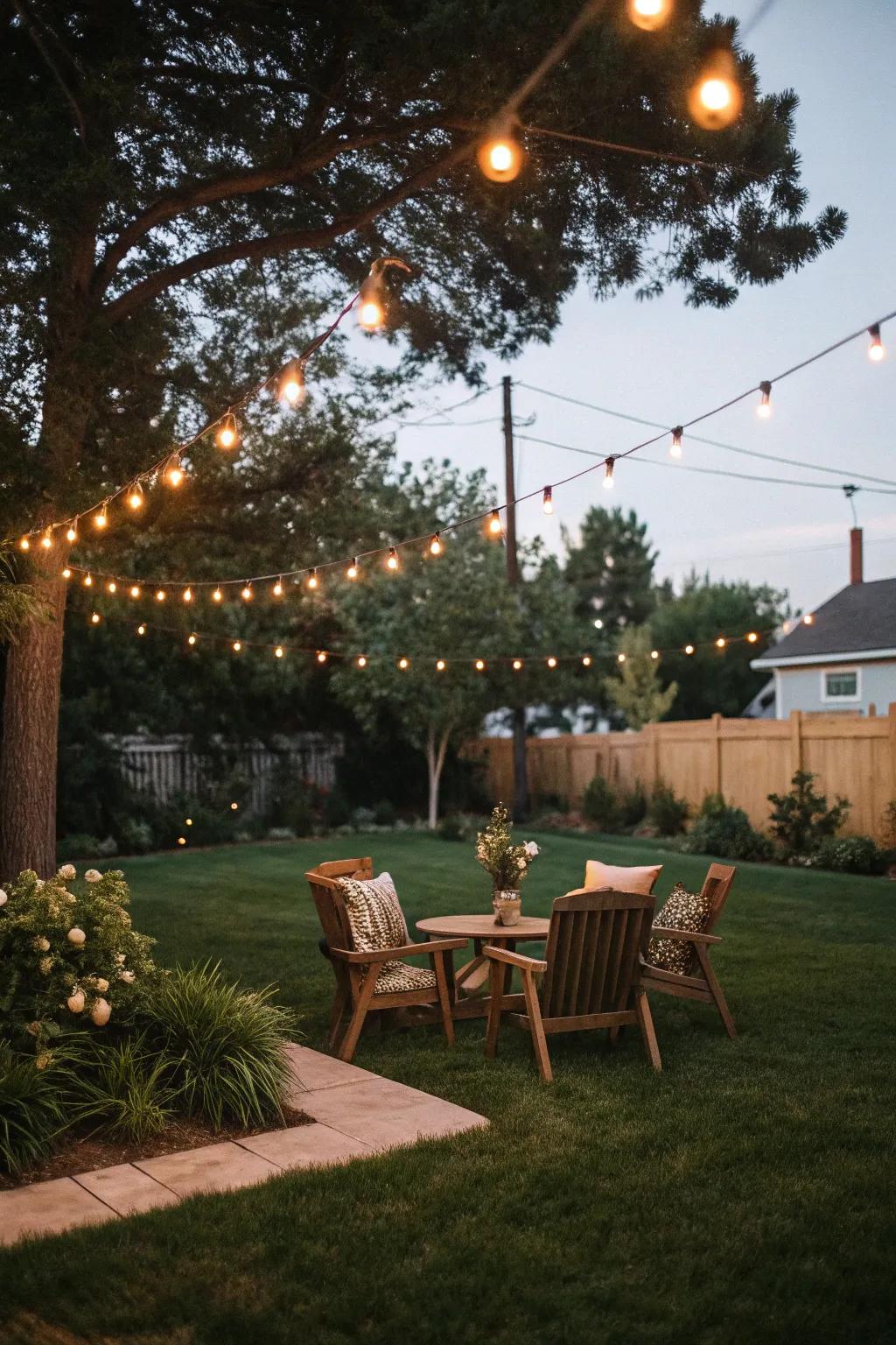 Twinkle lights bestow a dash of magic on any backyard panorama.