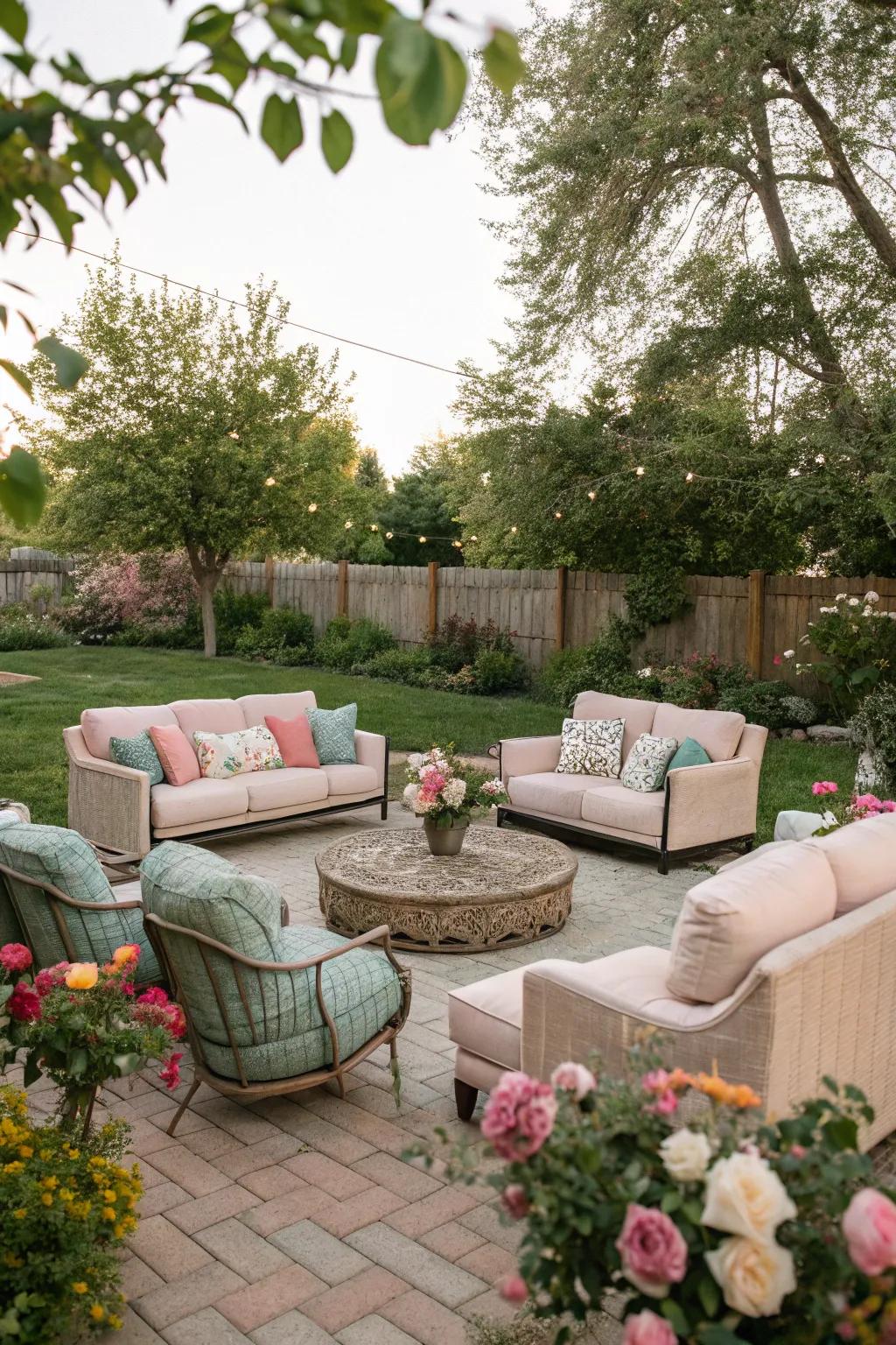 A comfortable seating arrangement perfect for evening conversations.