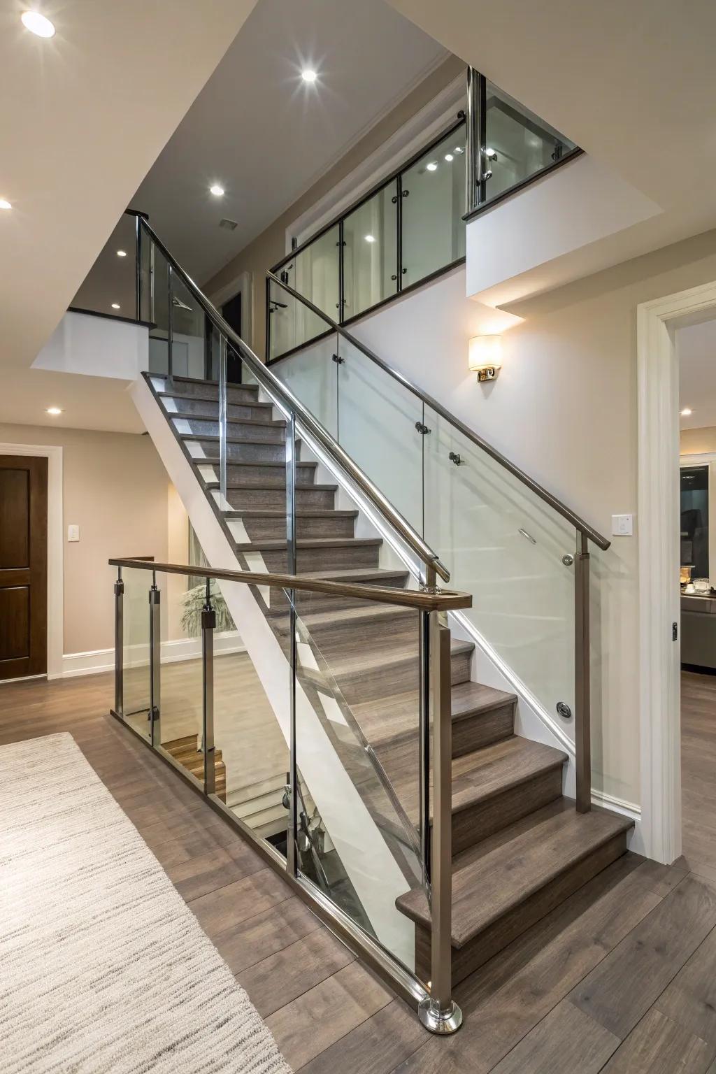 Sleek forms and refined materials result in a captivating modern stairway.
