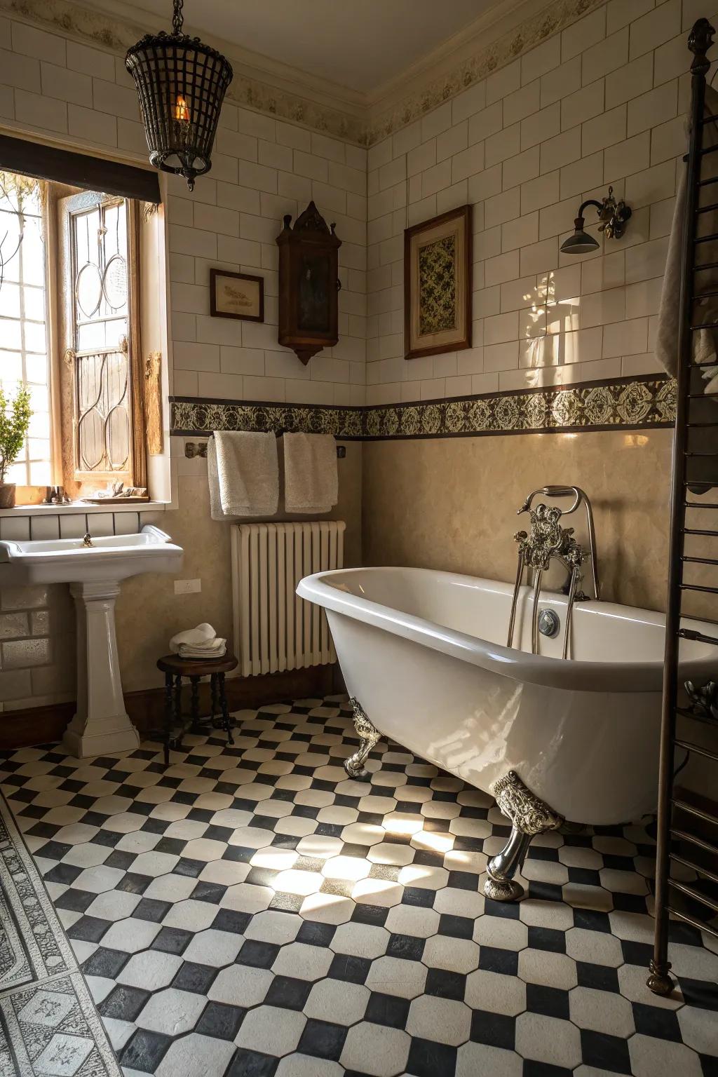 Enduring beauty with classic checkered flooring.