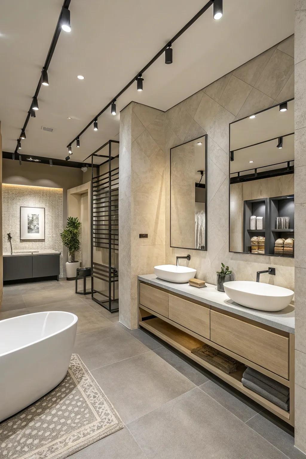 Adopt minimalism for a soothing and clean bathroom setting.