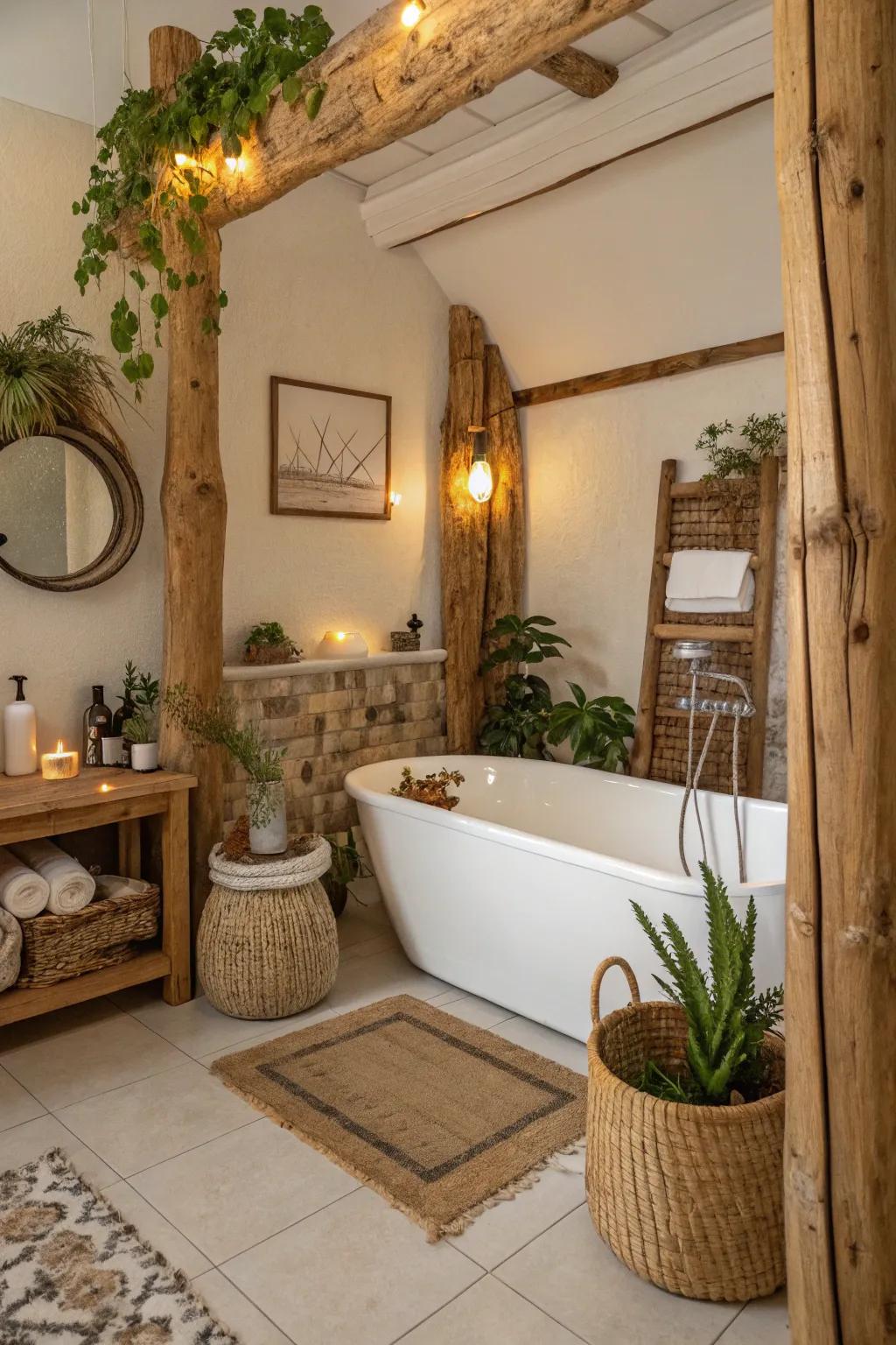 Embrace the country style with a wooden frame enveloping your bathtub.
