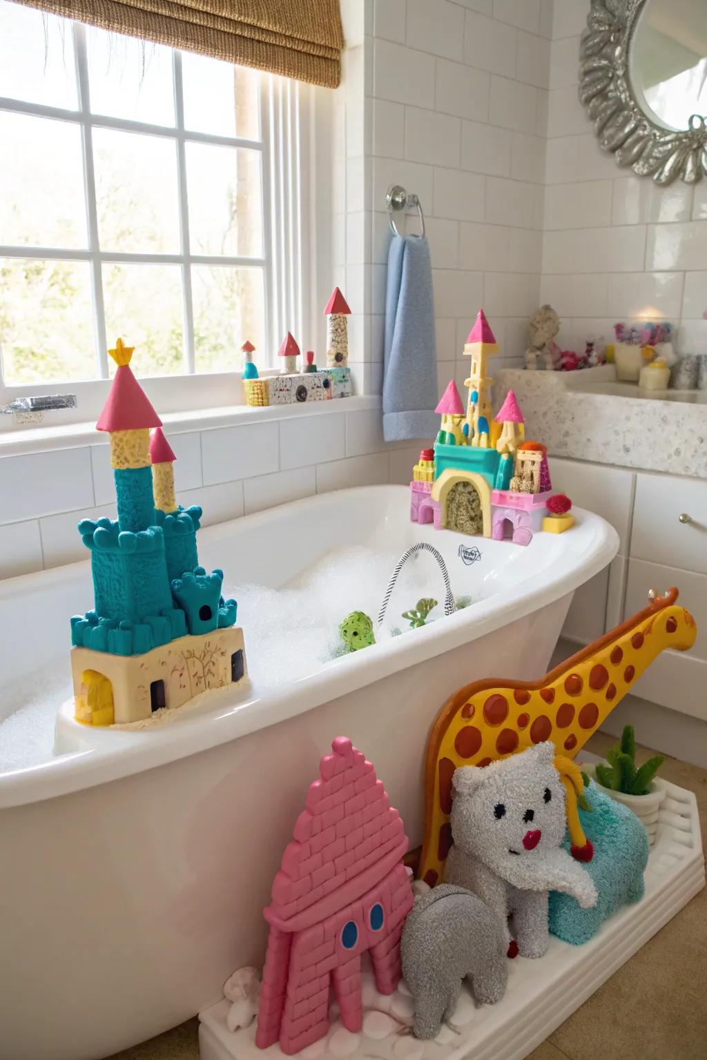 Transform bath time into a creative session with radiant foam sculptures.