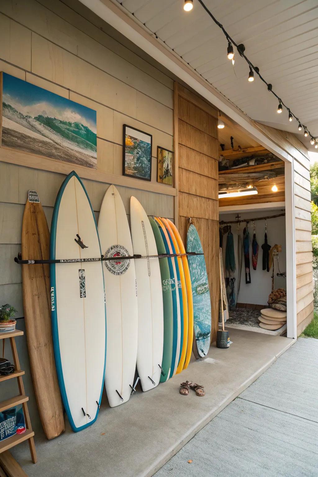 Turn your surfboards into décor with a stylish storage solution.