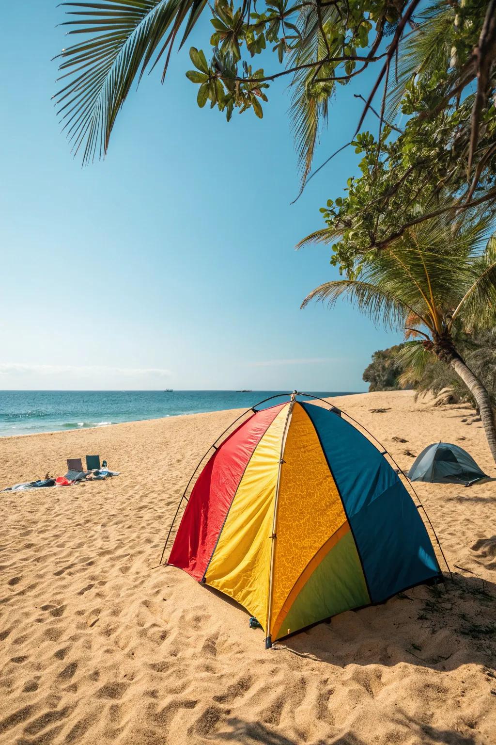 Instant beach shelters offer effortless setup and immediate shade.