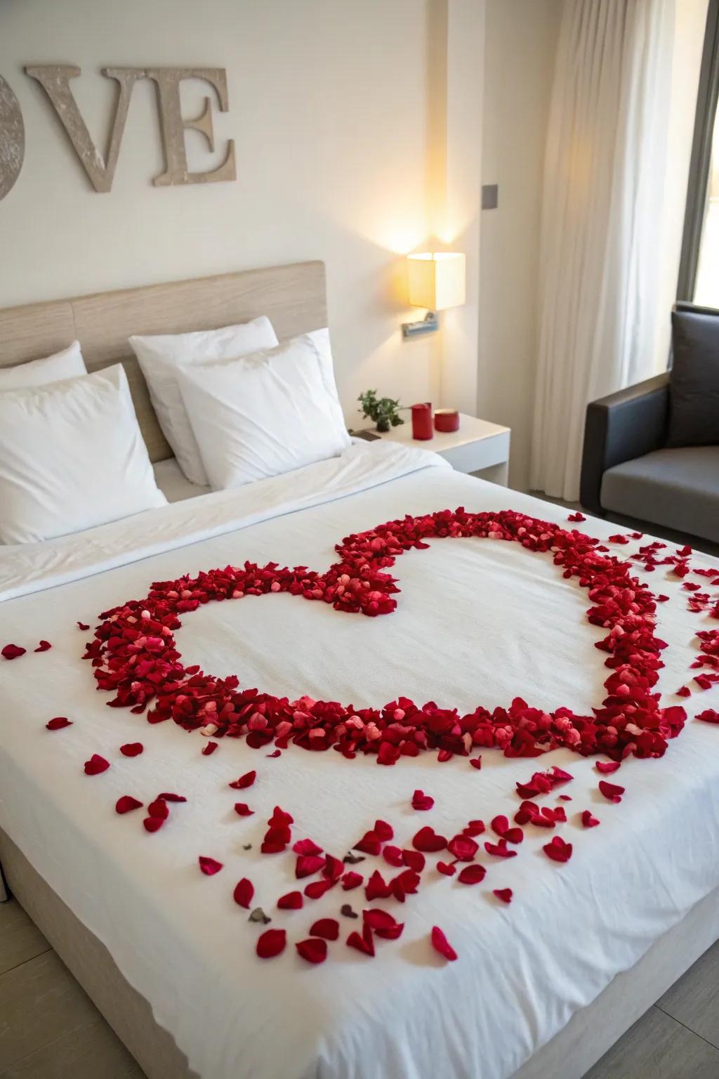 A classic heart of rose petals—romance at its finest.