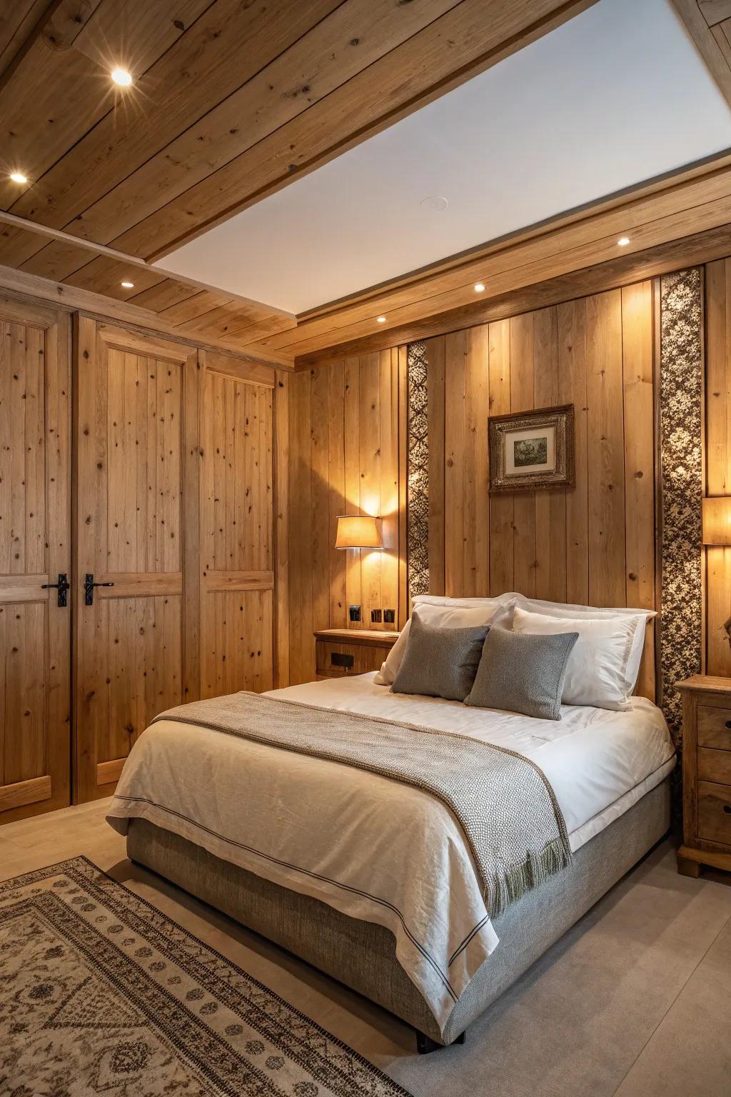 Timber cladding imparts a natural snugness, creating an ideal setting for relaxation.