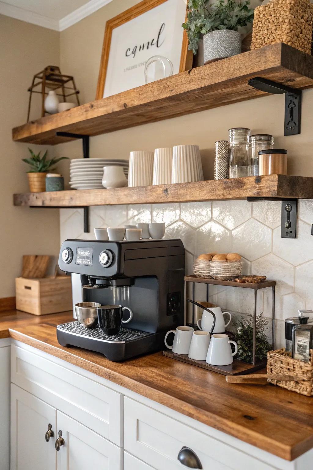 Transform your mornings with a chic coffee corner.