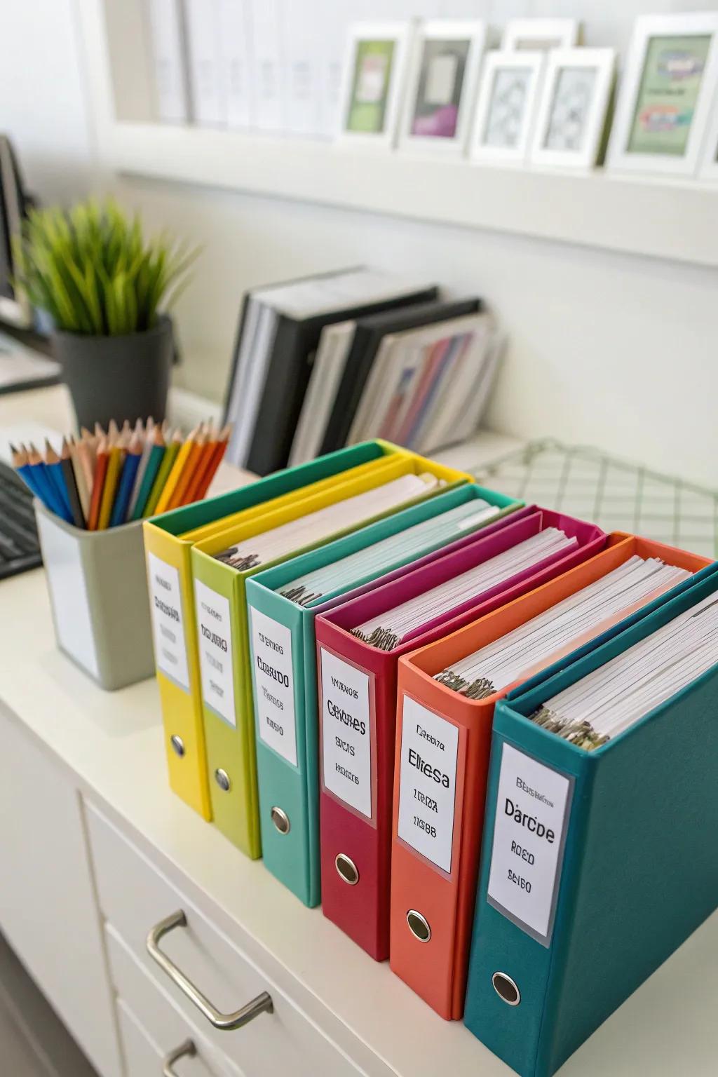 Vibrant file keepers arranged for simple discovery.