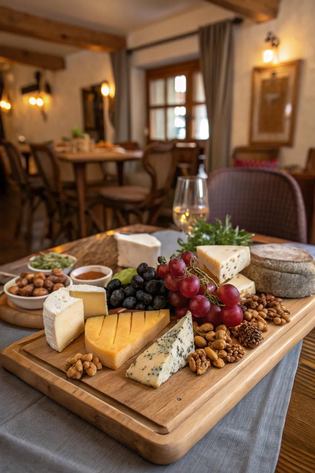 An enticing collection of artisanal cheeses, a true delight for any cheese enthusiast.