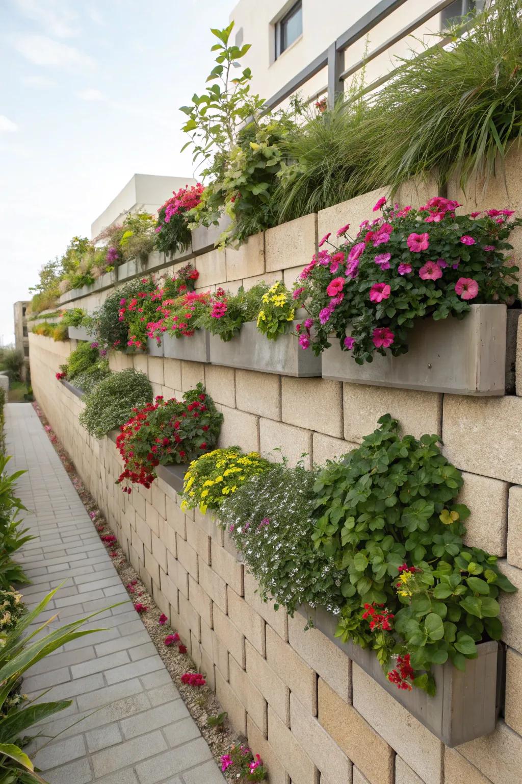 Establish a garden haven with integrated plant containers.