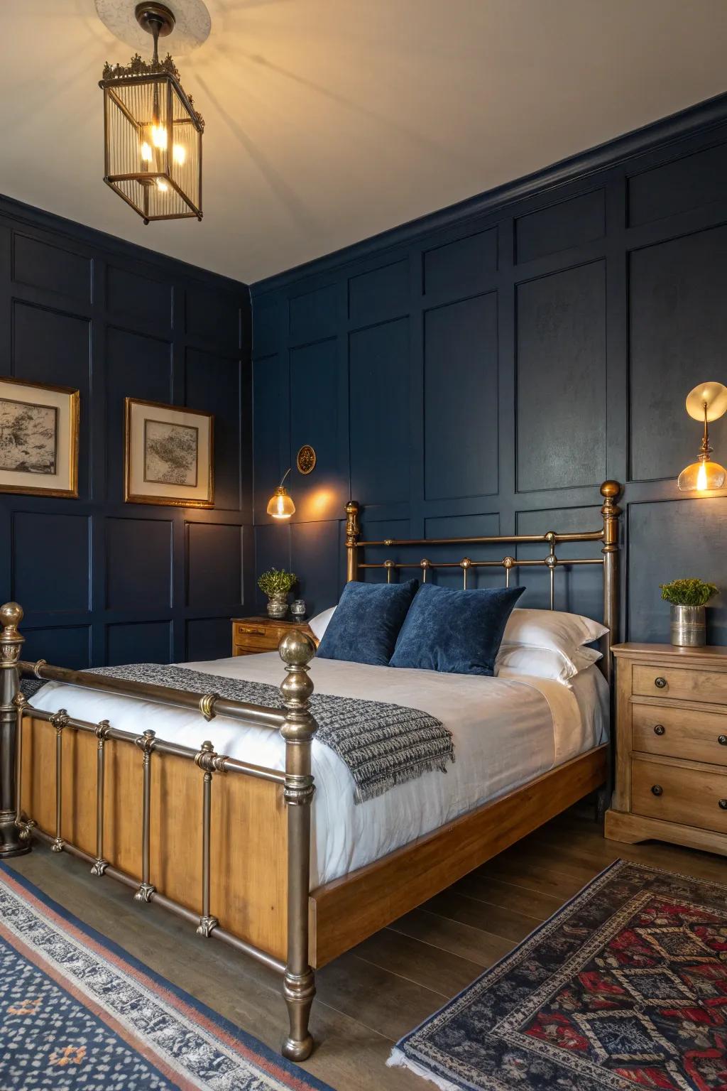 Deep sea walls foster a warm and sophisticated atmosphere.