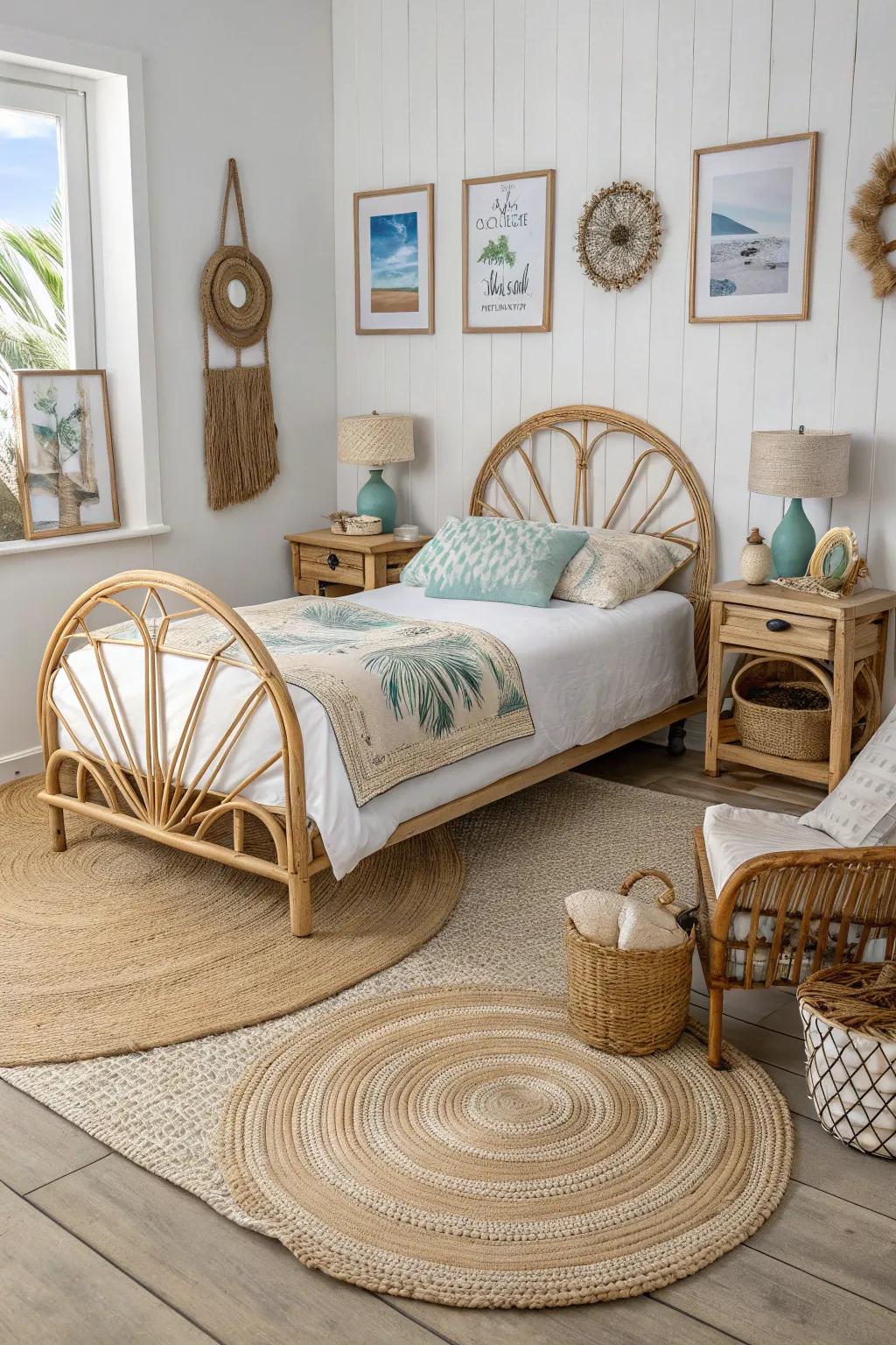 Nature's elements like wicker and hemp birth a warm, welcoming ambiance.