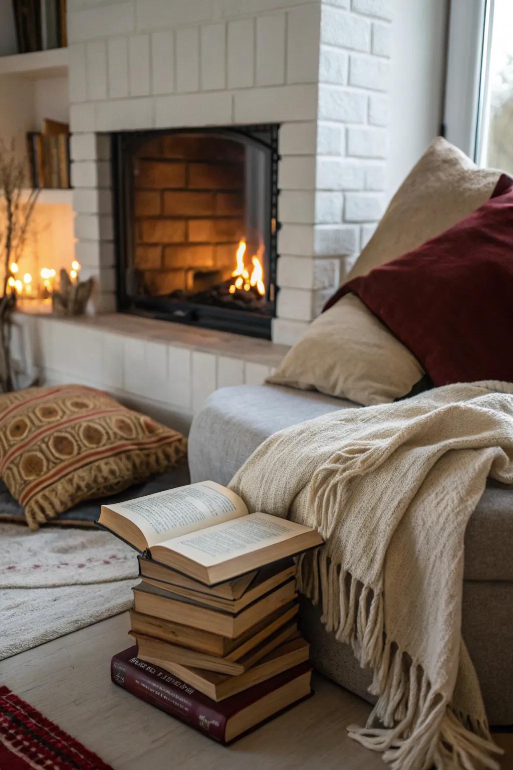 Design a welcoming spot for guests to relax and read.