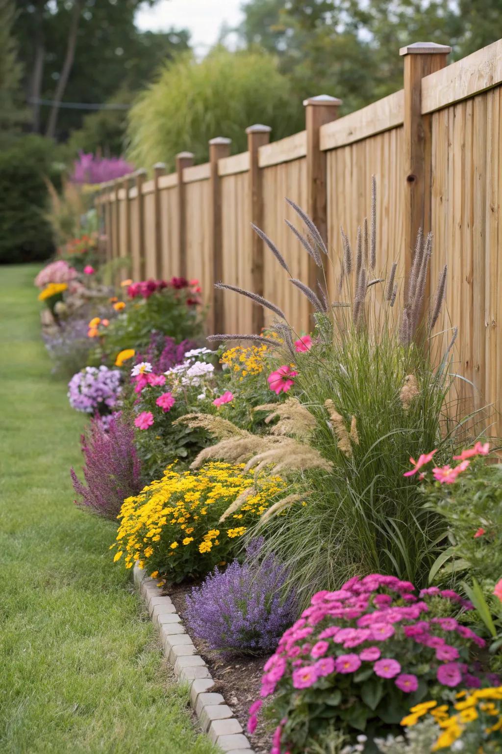 A vibrant petite garden breathes new life into the fence base.