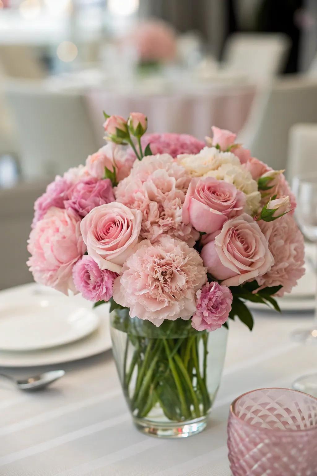 An elegant interplay of rosy hues for a harmonious appearance.