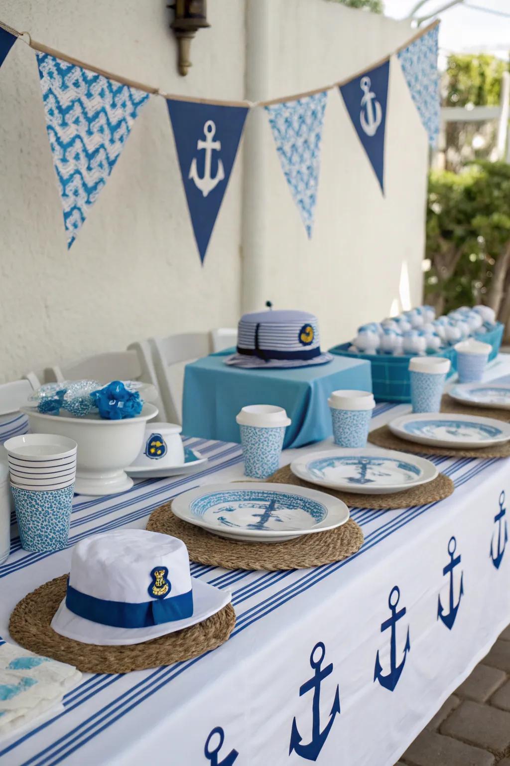 A nautical baby shower boasting captivating maritime features