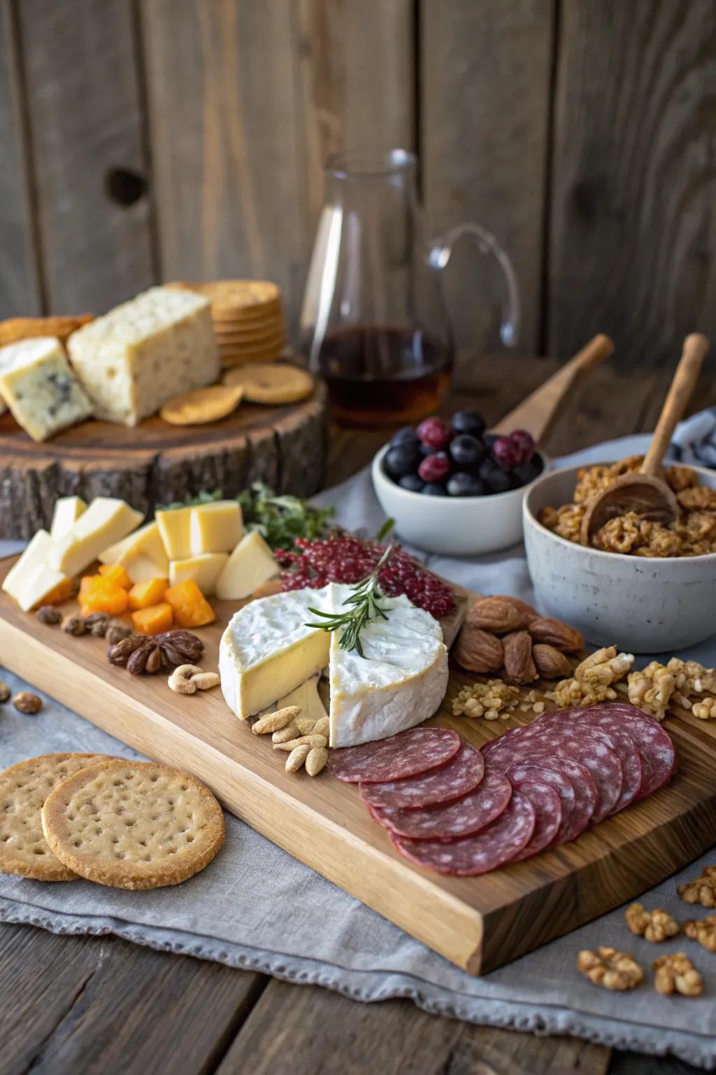 A quintessential cheese and cured meat array perfect for any brunch gathering.
