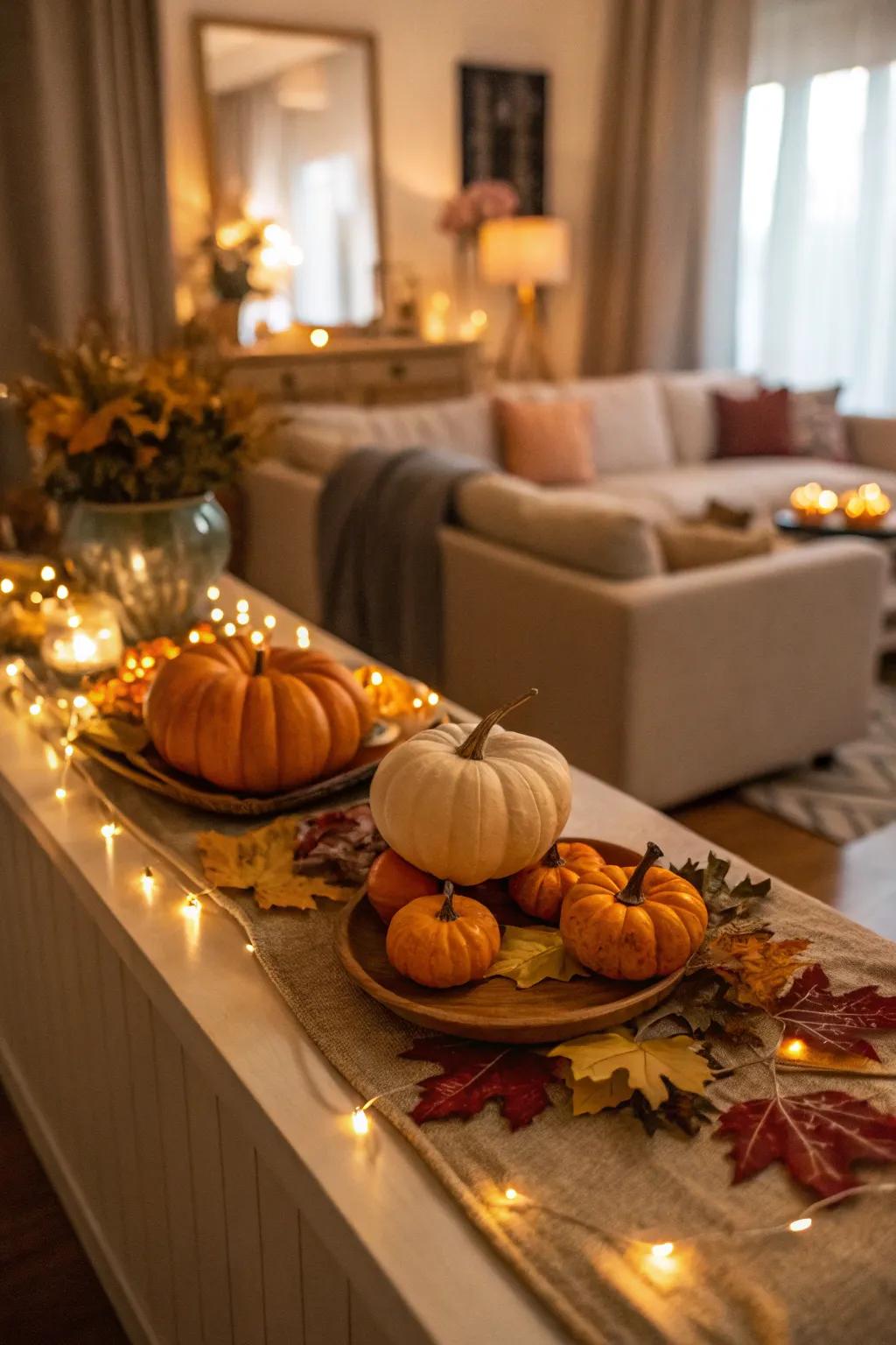 Revel in the spirit of autumn with a beautifully arranged buffet table.