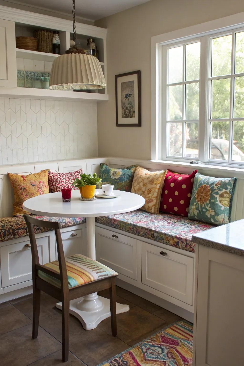 A lovely corner banquette, great for making the most of your kitchen space.