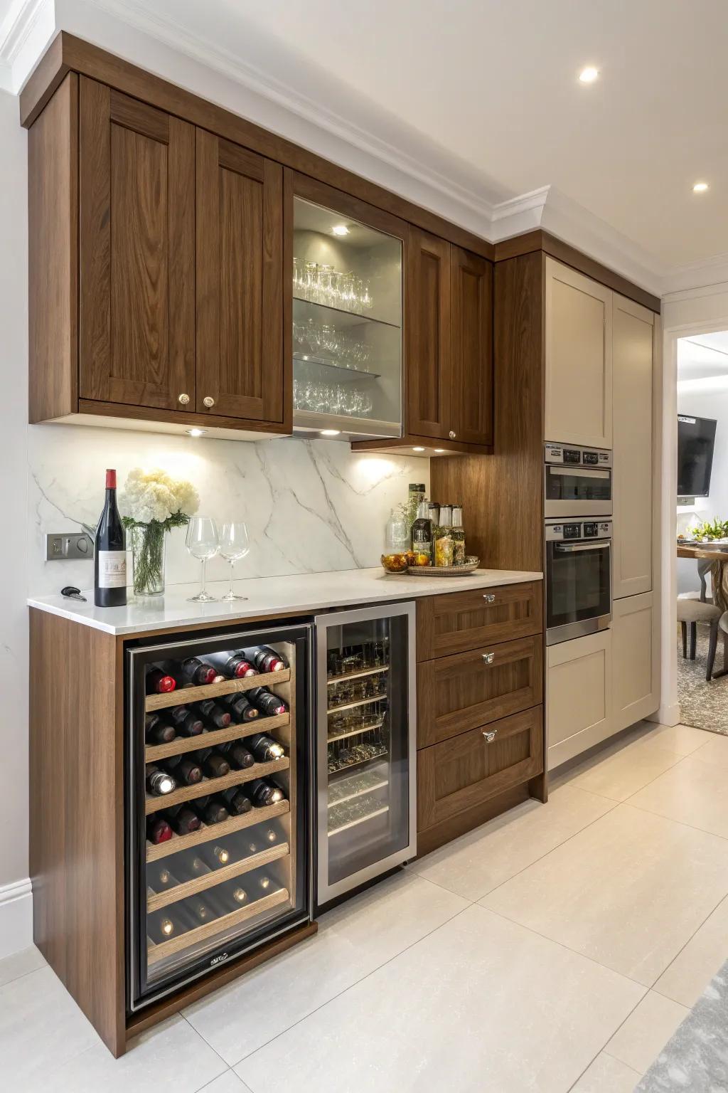 Achieve a harmonious kitchen look with a drink chiller that blends into your cabinetry.