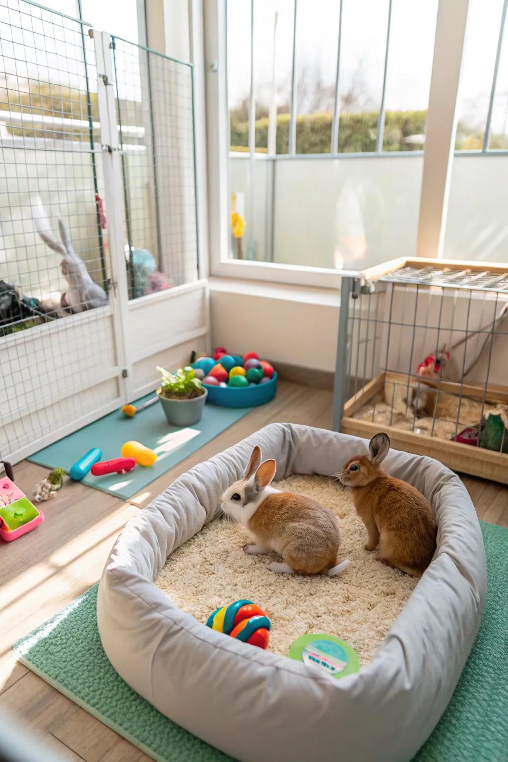 A roomy indoor bunny habitat that encourages plenty of activity.