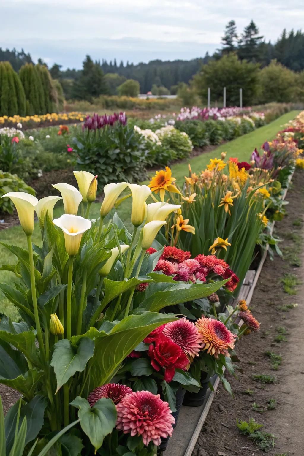 A flower-cutting garden featuring radiant snowdrops and coordinating flowers for fresh bouquets.