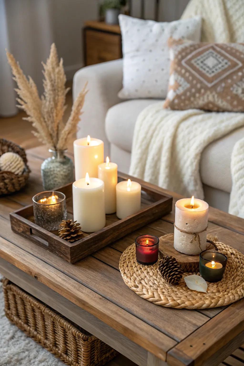 Playing with different candle heights adds depth to your display.