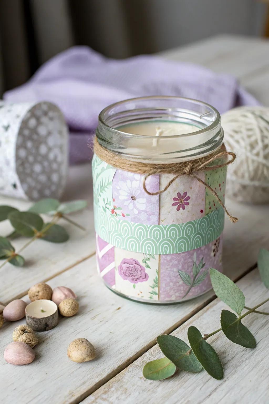 Elevate your candle holders through charming paper adornments, introducing a hint of seasonal grace.