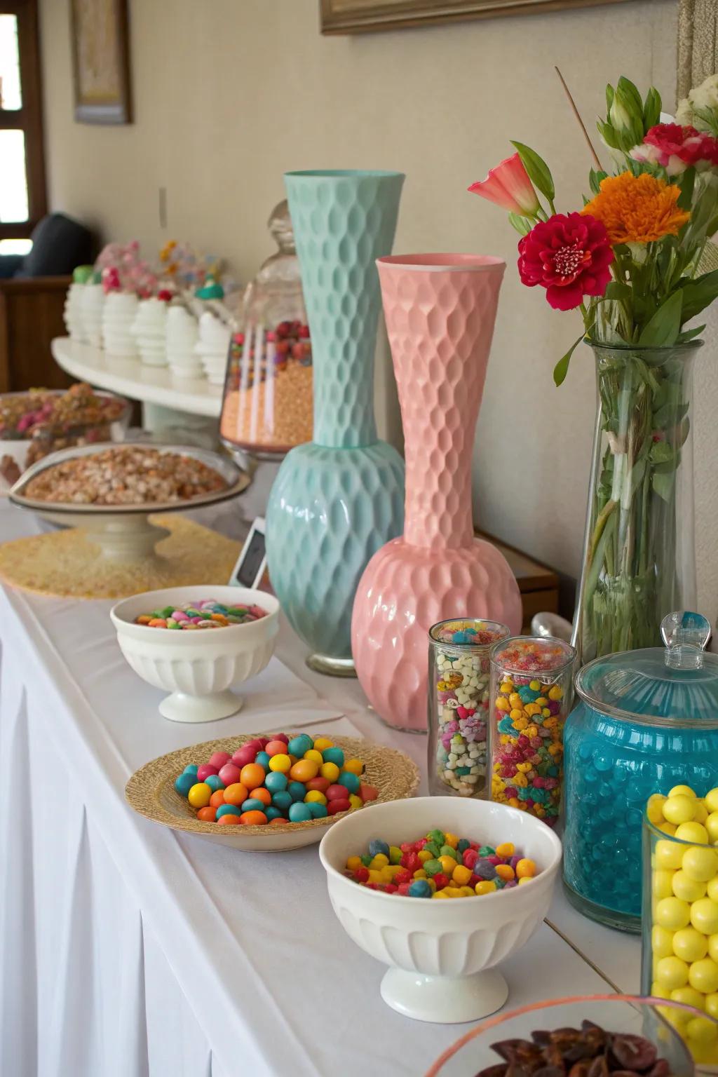 Repurposed household items make distinctive candy containers.