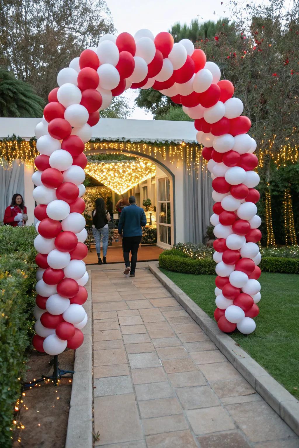 Greet your guests with a delightful peppermint stick archway.