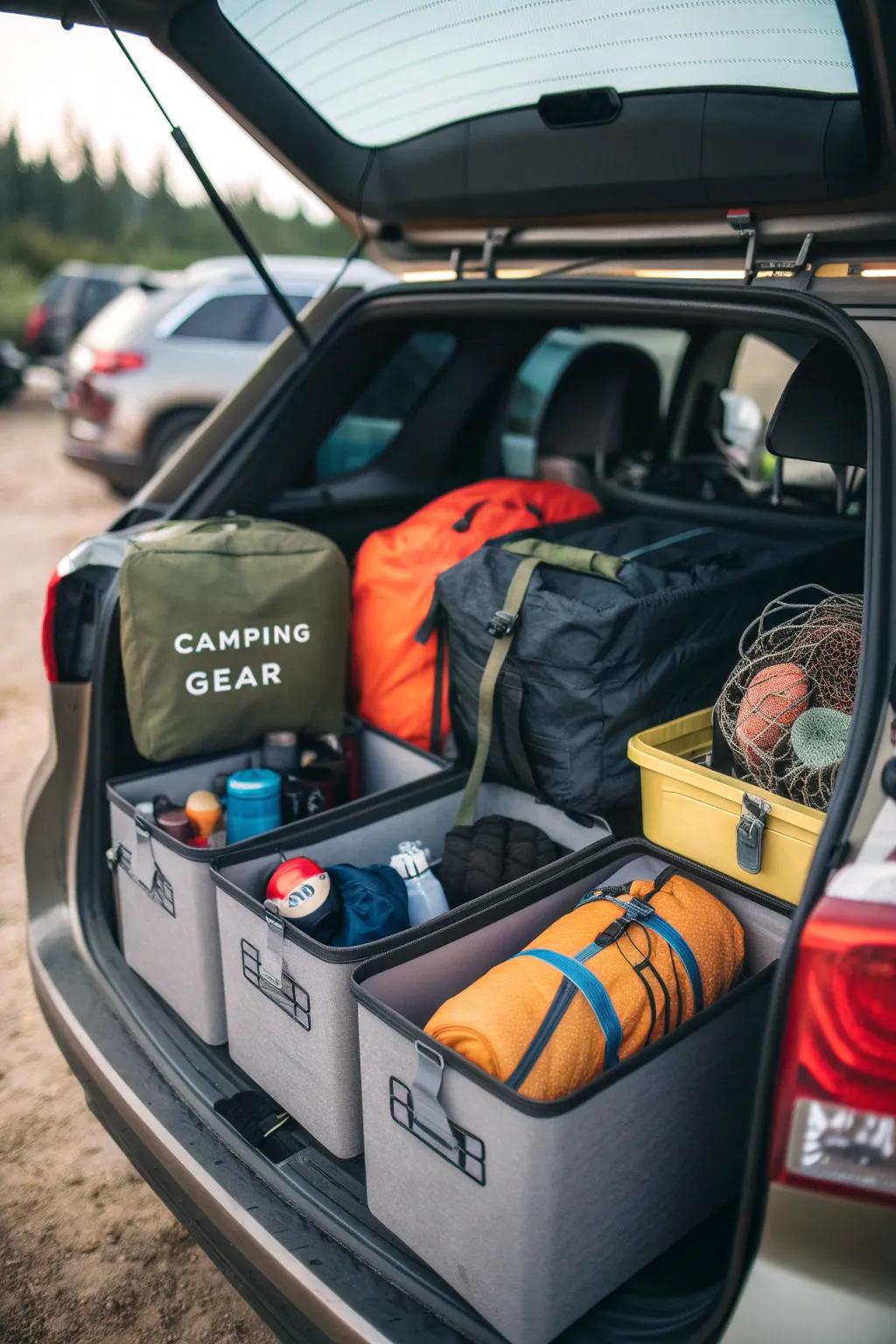 Maintain an organized and easily accessible collection of camping necessities with labeled bins.