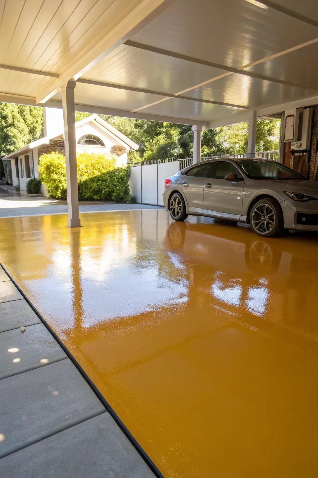 Resin flooring gives your carport a streamlined, polished appearance.