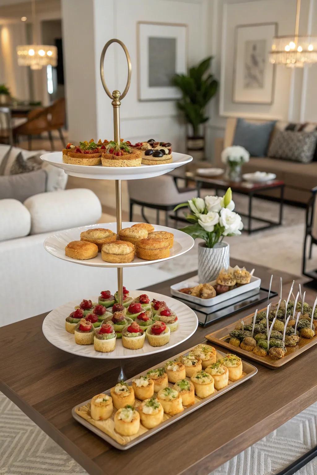 Multi-tiered stands bring both height and sophistication to any event's catering layout.