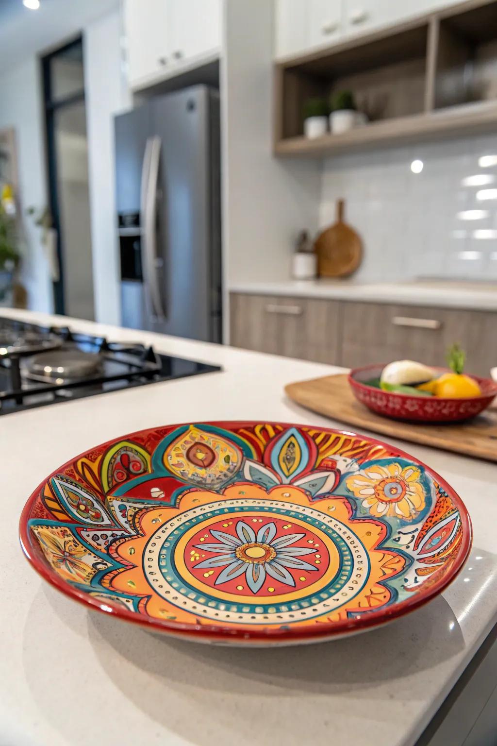 Infuse your space with a vibrant palette through colorful ceramic patterns.
