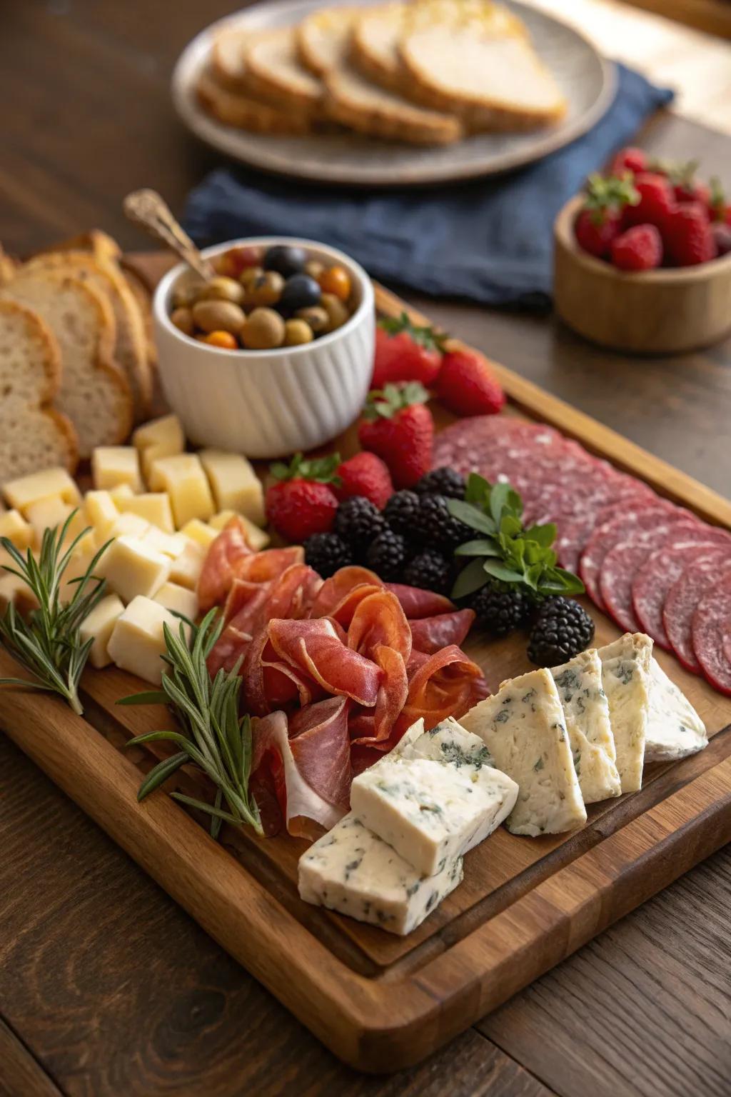 A classic snack platter with international flair.