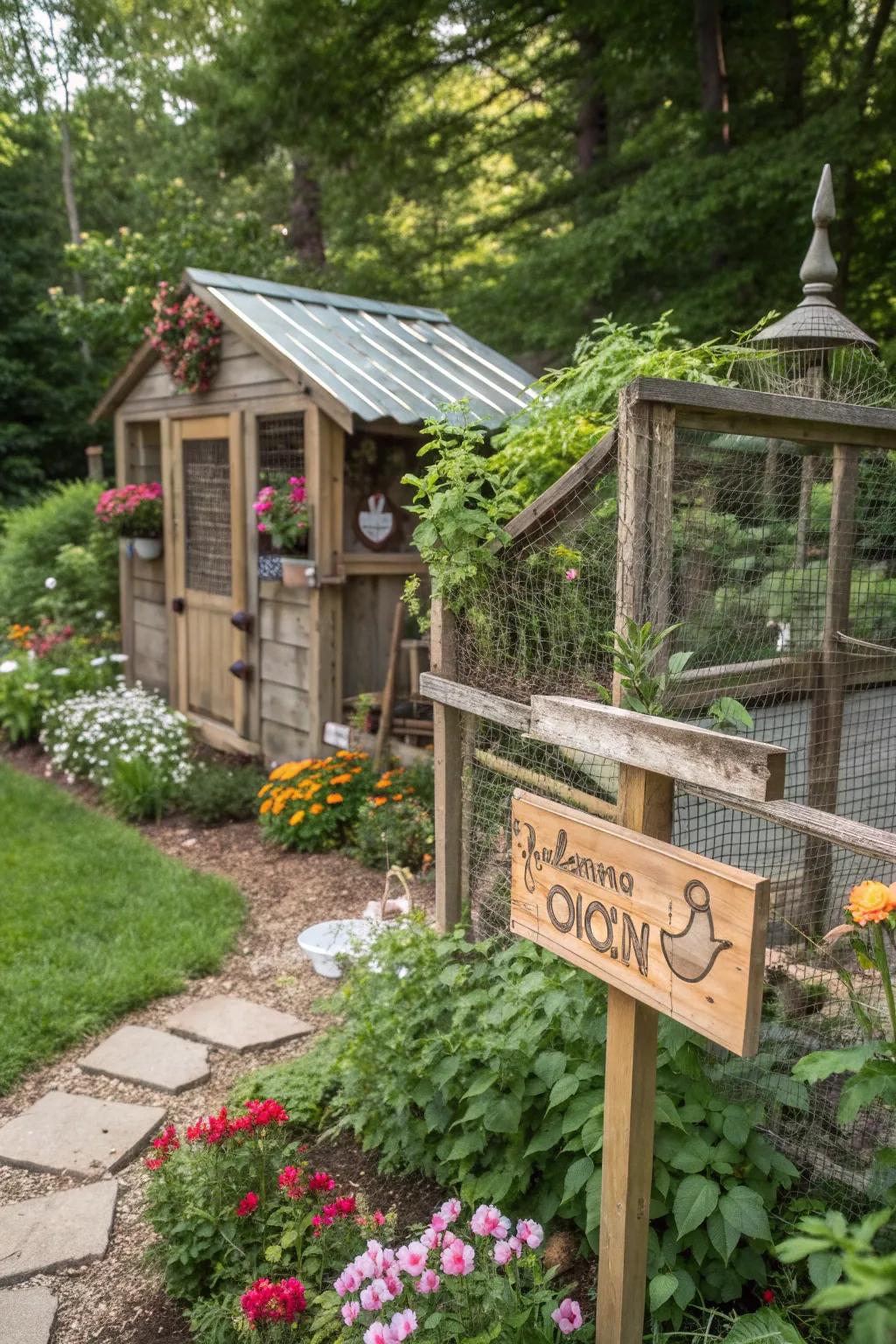 Country-style signs bring individuality and appeal to your chicken coop.
