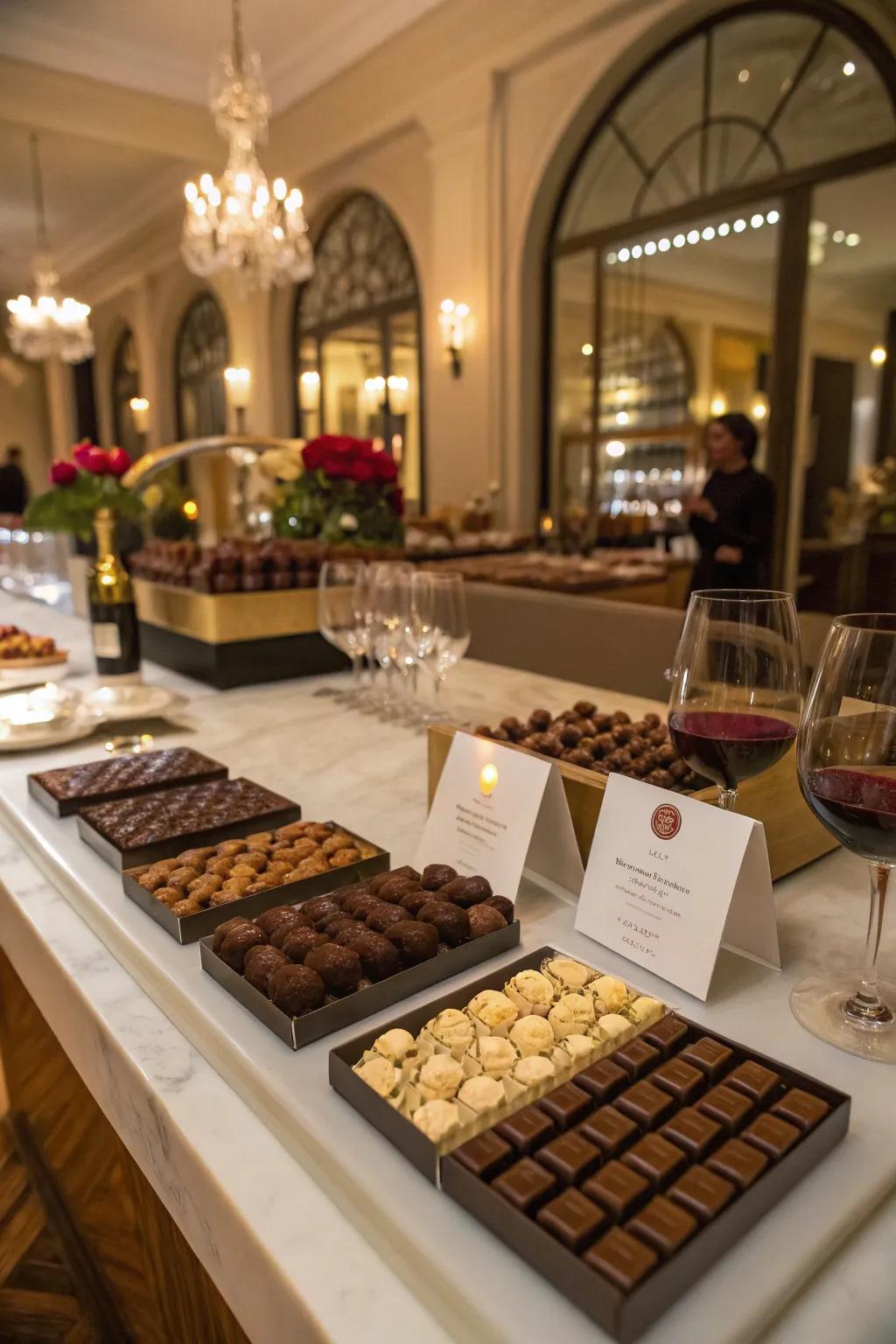 An elegant cocoa tasting station showcasing a global range of tastes.