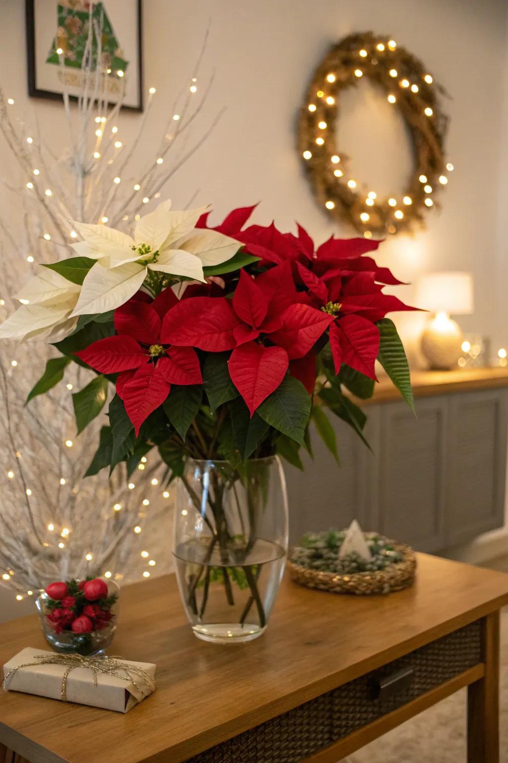 Sophisticated euphorbias exhibited simply for a celebratory atmosphere.