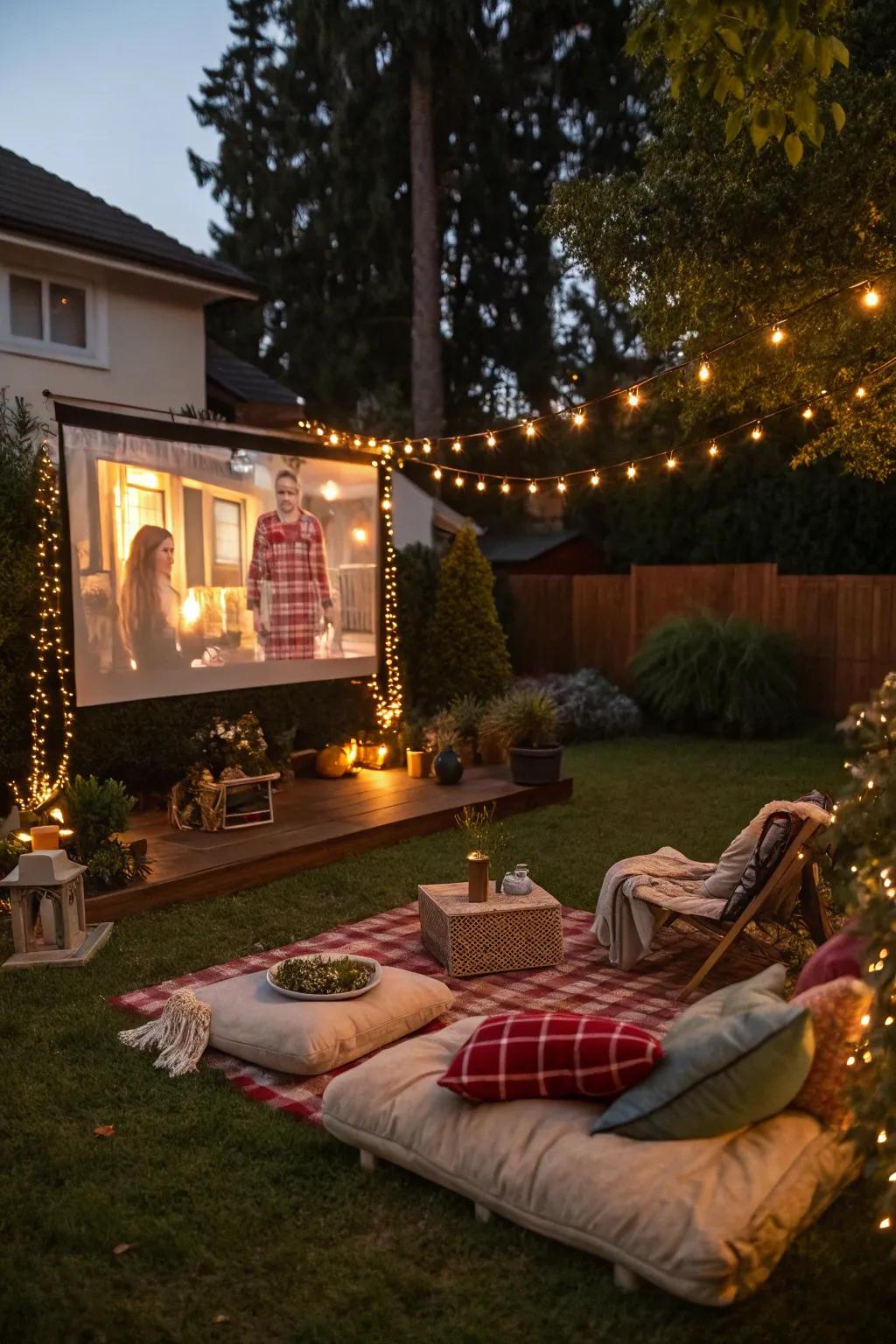 An alluring open-air Yuletide film fest configuration, complete with all the comfortable embellishments.