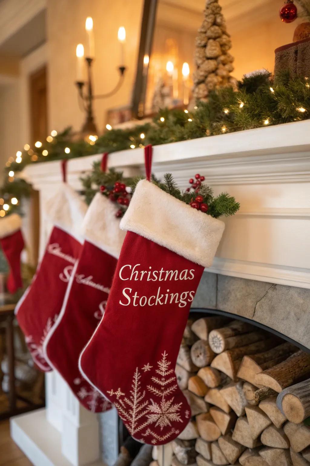 Personalized stockings introduce a unique and heartwarming element to your festive decor.